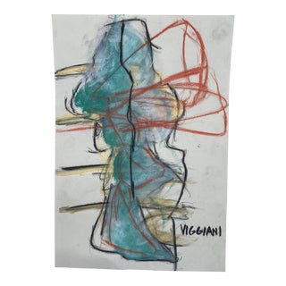 Late 20th Century Charcoal Abstract Drawing Signed Viggiani For Sale