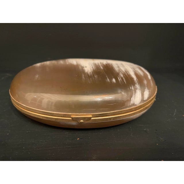 Super chic Lucite catch all box with Italian brass. It resembles amber, shell or bone. Rome, Italy.