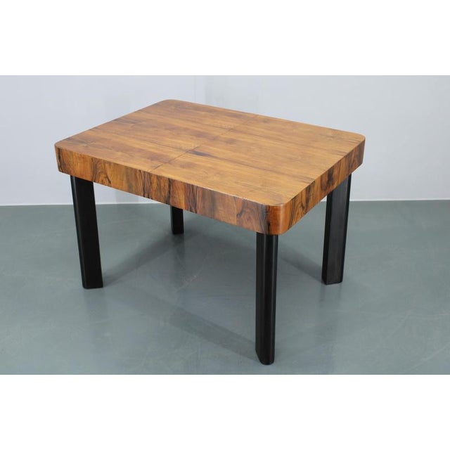 Art Deco Extendable Dining Table in Walnut, Former Czechoslovakia, 1930s For Sale - Image 18 of 18