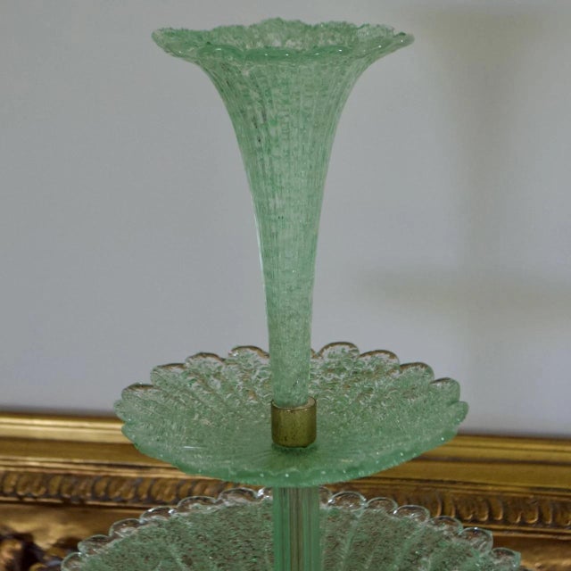 Bohemian Green Overshot Glass Epergne – Three Tiered Tidbit Tray, Victorian For Sale - Image 4 of 8