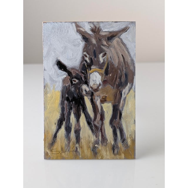 20th Century, Portrait of a Donkey in Maternity, 1980s, Oil Painting on Panel For Sale - Image 9 of 9