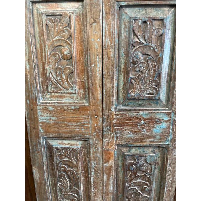 Vintage Carved Double Doors | Rustic Modern Hinged or Sliding Barn Doors 80 For Sale - Image 4 of 8