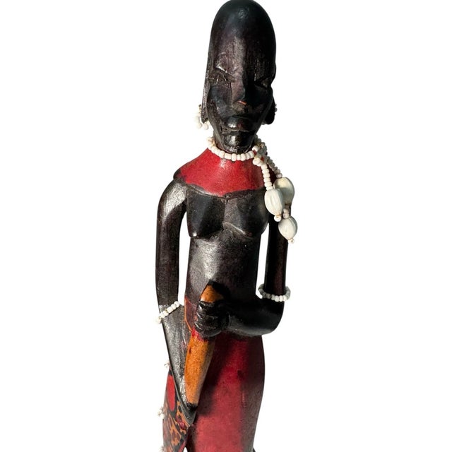 Hand Carved Wooden African Maasai Warrior Figure For Sale In Philadelphia - Image 6 of 9