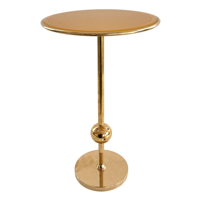 Vintage Italian Side Table in Brass and Yellow Glass by Osvaldo Borsani, 1950s For Sale
