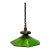 Vintage Brass & Green Glass Octagonal Three-Light Pendant Chandelier For Sale