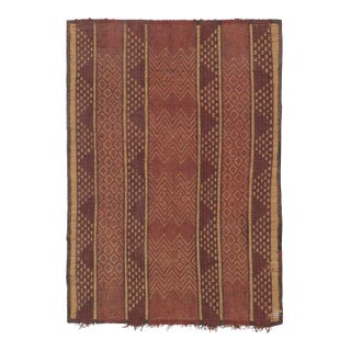 Vintage Tuareg Mat, Rich Burgundy With Tribal Geometric Patterns - Rug & Kilim For Sale