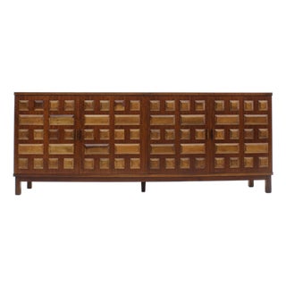 Vintage Spanish Brutalist Sideboard Credenza, 1970s For Sale