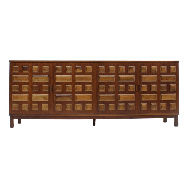 Vintage Spanish Brutalist Sideboard Credenza, 1970s For Sale