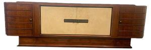 Art Deco Sideboard in Rosewood and Parchment with Top in Black Glass