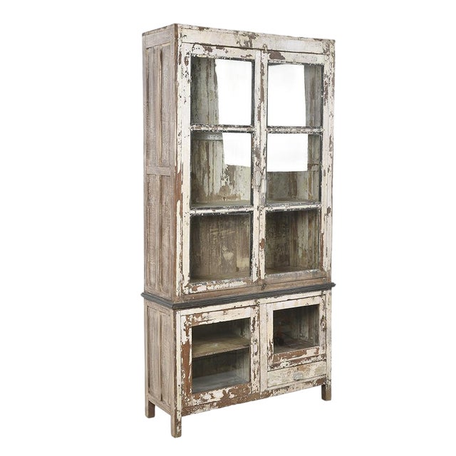 Vintage Patinated Wooden Cabinet For Sale