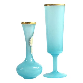 Opaline Glass Vases from Nason, 1960s, Set of 2 For Sale