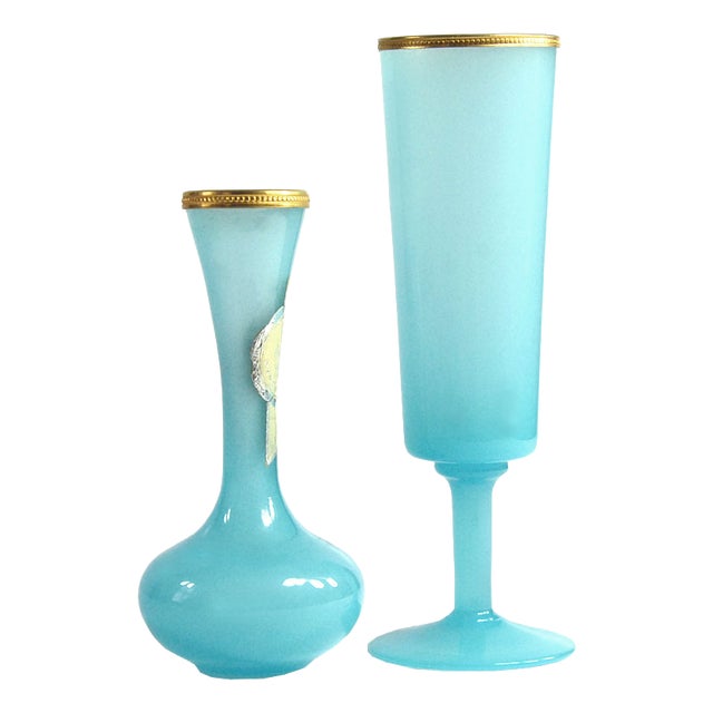 Opaline Glass Vases from Nason, 1960s, Set of 2 For Sale