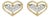 10K Yellow Gold 1/10 Cttw Diamond Heart and Beaded Halo Stud Earrings (I-J Color, I1-I2 Clarity) For Sale
