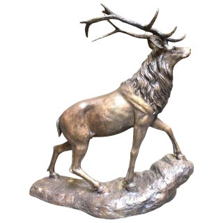 Large Bronze Stag, 20th-Century For Sale
