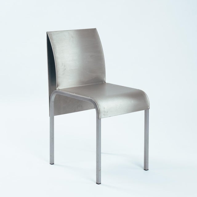 Postmodern Postmodern Sculptural Dining Chairs in Aluminium and Steel Belgium 1980s/90s, Set of 5 For Sale - Image 3 of 18