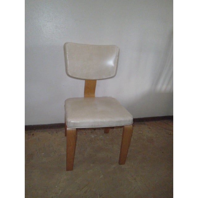 Vintage Ivory Vinyl and Birch Bentwood Chair Chairish