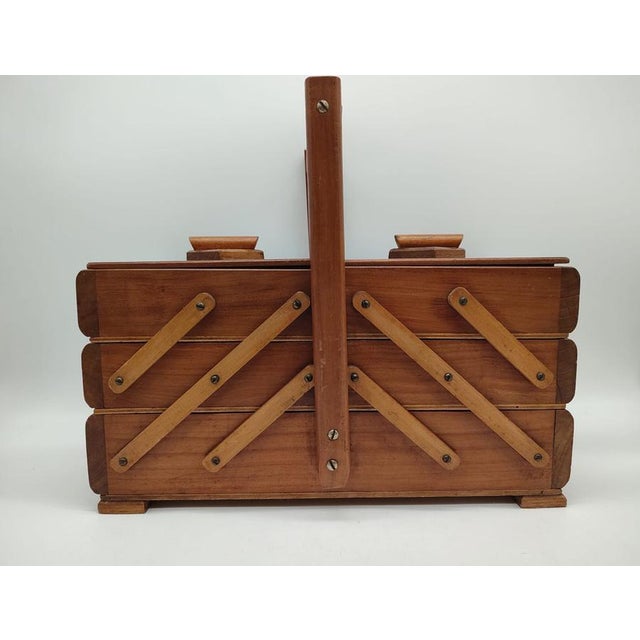 Mid-Century Modern Mid-Century Wood Cantilever Sewing Box, Germany, 1950s For Sale - Image 3 of 10