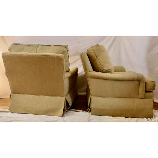 Vintage Hickory Chair Furniture Re-Upholstered English Arm Swivel Club Chairs - A Pair. The pair are solid and sturdy. The...