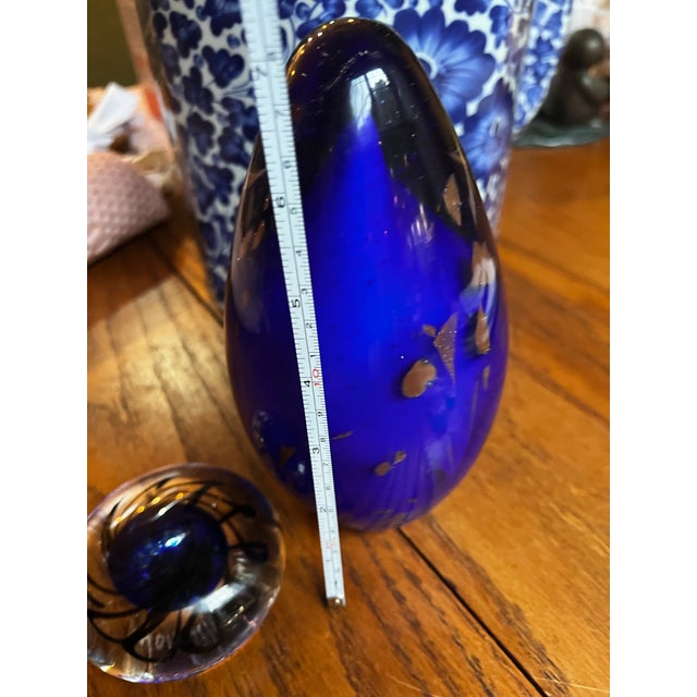 1970s Pair of Blue Glass Paperweights For Sale - Image 11 of 12