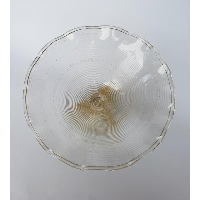 Traditional Murano Glass 3 Dolphin Tazza Compote Rigadin Gold Polveri Attr Salviati For Sale - Image 3 of 16