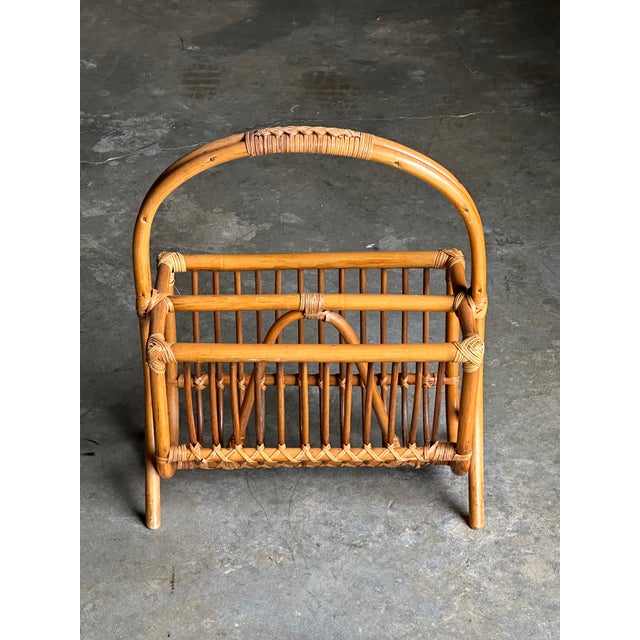 1970s 1970s Bamboo and Reed Magazine Rack For Sale - Image 5 of 9
