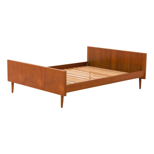 Mid-Century Danish Teak Double Bed in the style of Hans J. Wegner, 1960s For Sale