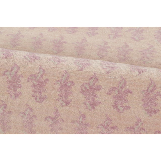 Contemporary Block Print Floral Wool Runner by Rug & Kilim, India For Sale In New York - Image 6 of 8