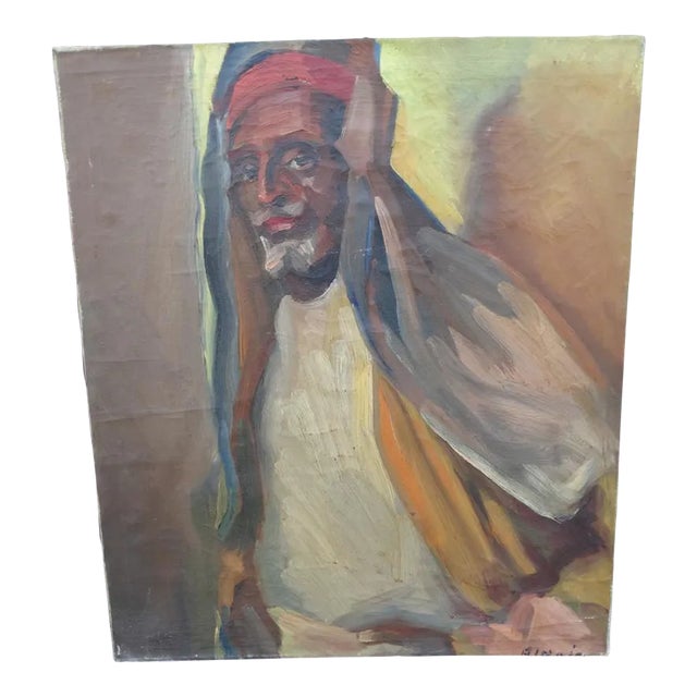 1926 Post-Impressionsit Portrait Oil Painting on Canvas of a Man by Anders Aldrin For Sale