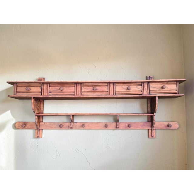 Brown Antique French Kitchen Cabinet with Drawers and Hooks, 1900 For Sale - Image 8 of 17