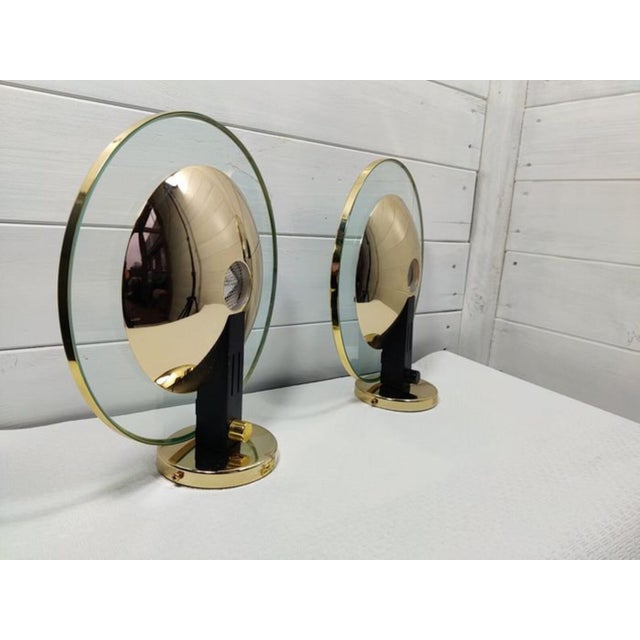 Metal Vintage Brass Wall Lights by Leonardo Marelli, 1970s, Set of 2 For Sale - Image 7 of 9
