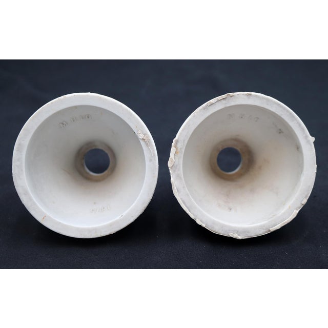 Traditional Pair of Plain White Ceramic Faucet Covers For Sale - Image 3 of 5