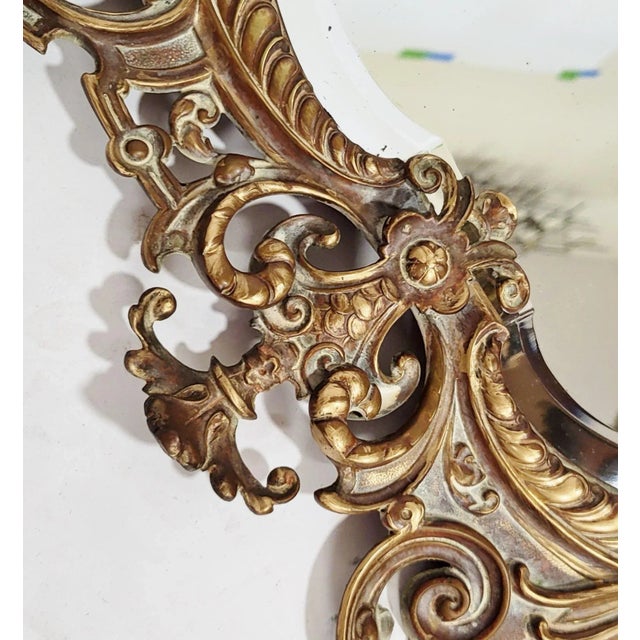 Early 20th Century fRENCH 19th C Pierced Gilt Bronze Gargoyle Face Wall Mirror For Sale - Image 5 of 11