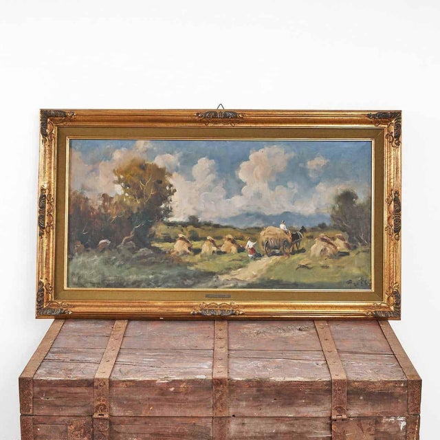 Juan Gress, The Hay Harvest Artwork, 2000s, Oil Painting on Canvas, Framed For Sale - Image 10 of 10