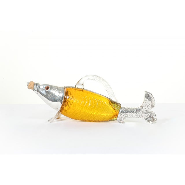 Victorian Silver Plate Glass Fish Bottle For Sale - Image 4 of 7