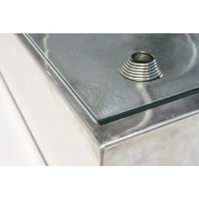 Glass Welding Art Coffee Table in Stainless Steel and Glass For Sale - Image 7 of 11