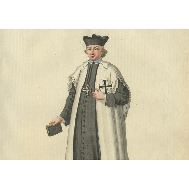 Schwan, Chaplain of the Teutonic Order, 1791, Hand-Colored Engraving For Sale - Image 4 of 6