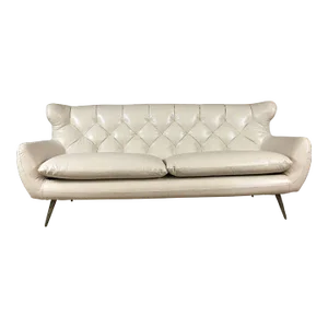 Jhs Wellington Antique Ivory Leather Sofa