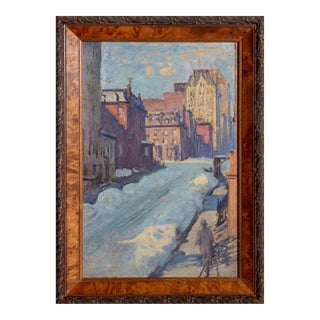 Kenneth Frazier, Winter Street Scene, Oil Painting For Sale