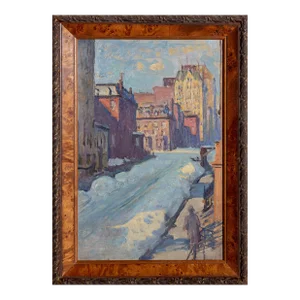Kenneth Frazier, Winter Street Scene, Oil Painting