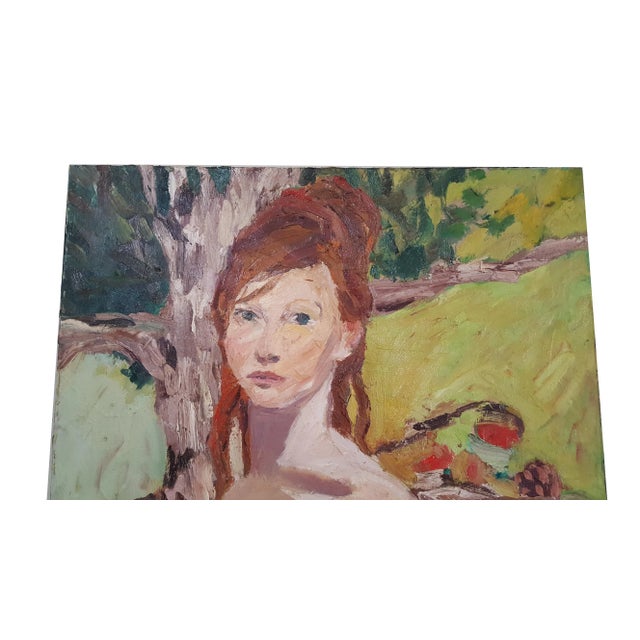 Contemporary 1990s Original Palette Espatula Oil on Canvas Portrait Painting For Sale - Image 3 of 7