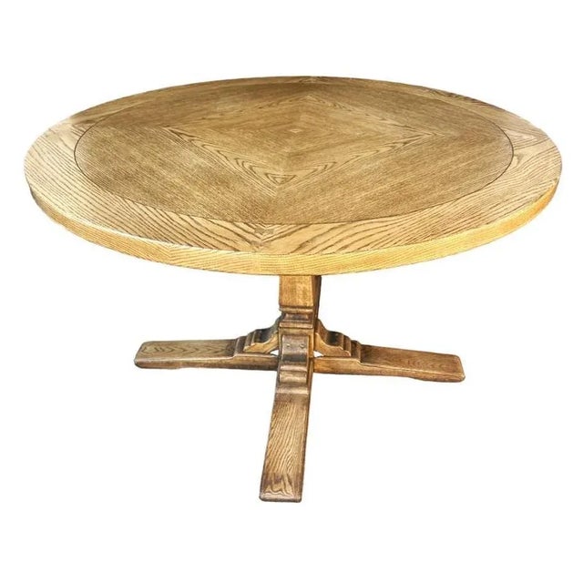 Mid 20th Century Romweber 48" Round Viking Oak Table - Vintage Mid 20th Century For Sale - Image 5 of 9