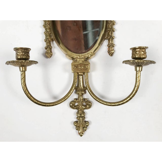 Vintage Brass Pagoda Style Mirrored Wall Candle Sconce For Sale In Kansas City - Image 6 of 6