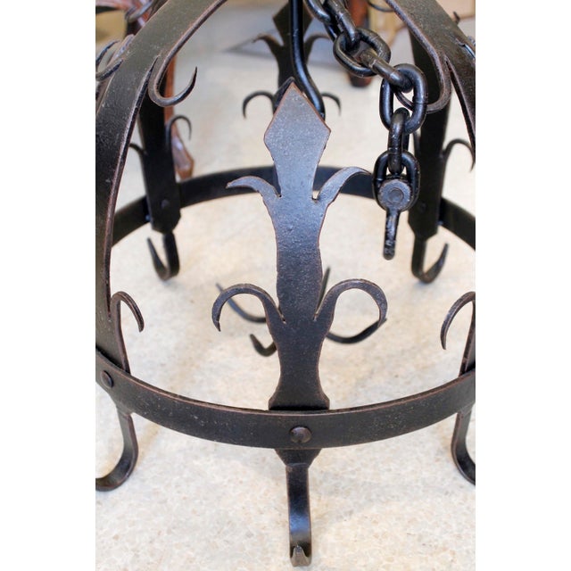 Farmhouse Ornamental Wrought Iron Pot Rack or Herb Drying Rack For Sale - Image 3 of 6