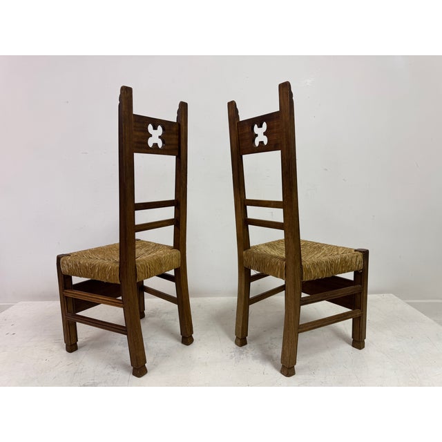 Brown Vintage Arts and Crafts Dining Chairs, 1920, Set of 6 For Sale - Image 8 of 14