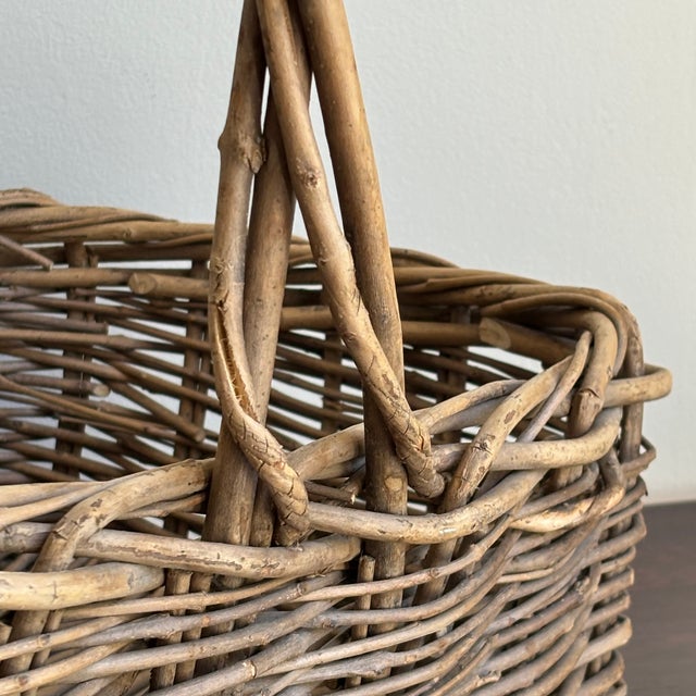 Mid 20th Century French Country-Style Vintage Twig Basket For Sale - Image 5 of 12