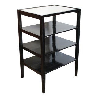 Vintage Czechoslovak Functionalist Étagère in Black Wood and Bevelled Glass, 1940s For Sale