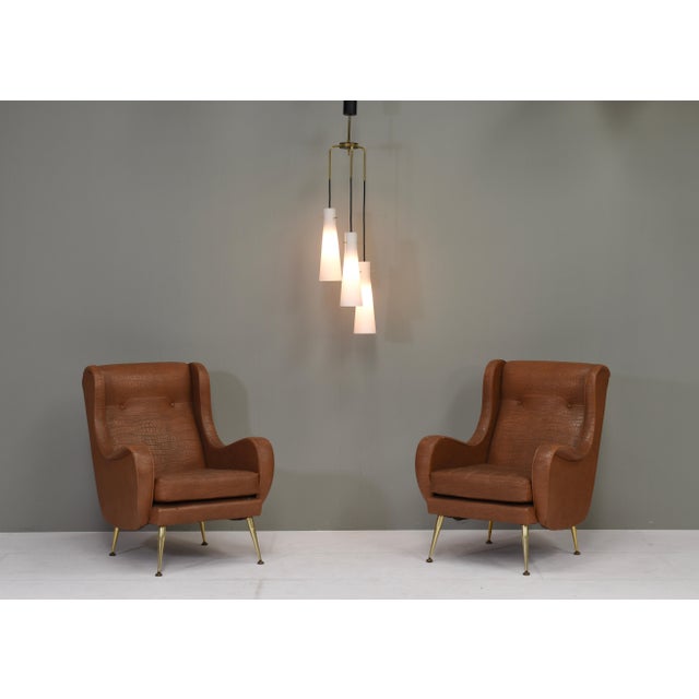 Pendant Light with Opaline Glass Shades and Brass from Stilnovo, Italy, 1950s For Sale - Image 11 of 14