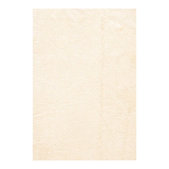 Vintage Ivory Turkish Mohair Flat-Weave Rug 5′ × 6′5 For Sale