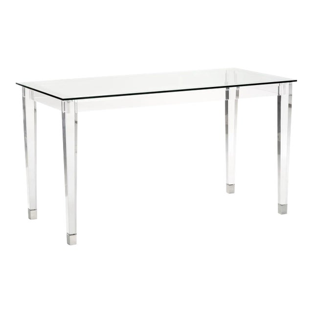 Acrylic Denver Desk - Silver For Sale