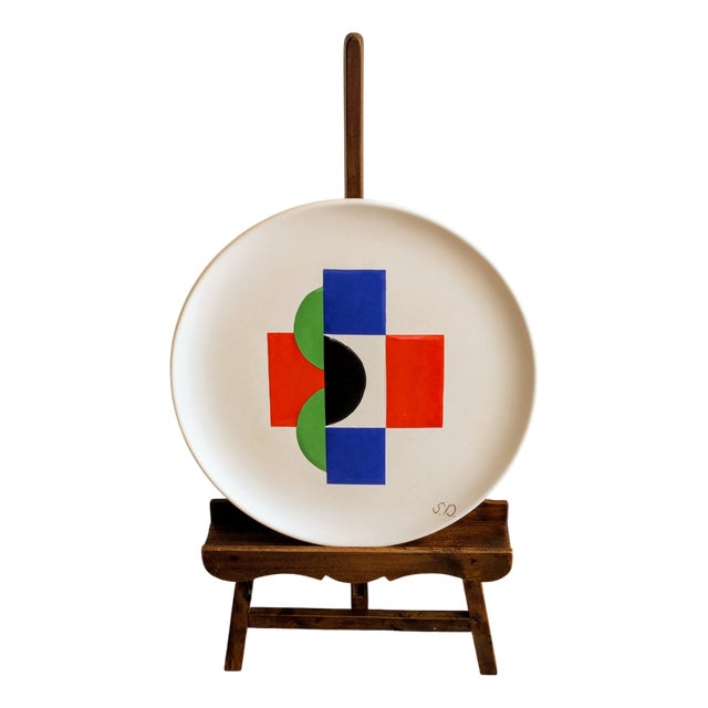 Abstraction in Colors Plate in Enameled Ceramic by Sonia Delaunay, 1985 For Sale